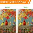 Fall Cardinal House Flag 28x40 Inch Double Sided for Outside, Large Burlap Autumn Yard Flag with Colorful Birds and Maple Leaves for Outdoor Thanksgiving Autumn Decoration