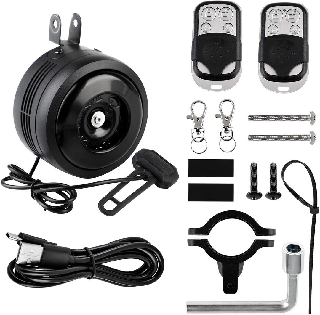 JUSTDOLIFE 125Db Bike Electric Horn Rechargeable Bicycle Alarm Bells Loud Bike Horns for Adults Waterproof Motorcycle Horn Anti-Theft Vibration Alarm for Road Mountain Bike|Motorcycle|Scooters