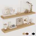 un Memories Floating Shelves for Wall, 36" Rustic Wood Deep Wall Mounted Shelves with Invisible Brackets for Decor & Storage, Floating Shelf for Living Room, Bathroom (Oak, Set of 2)