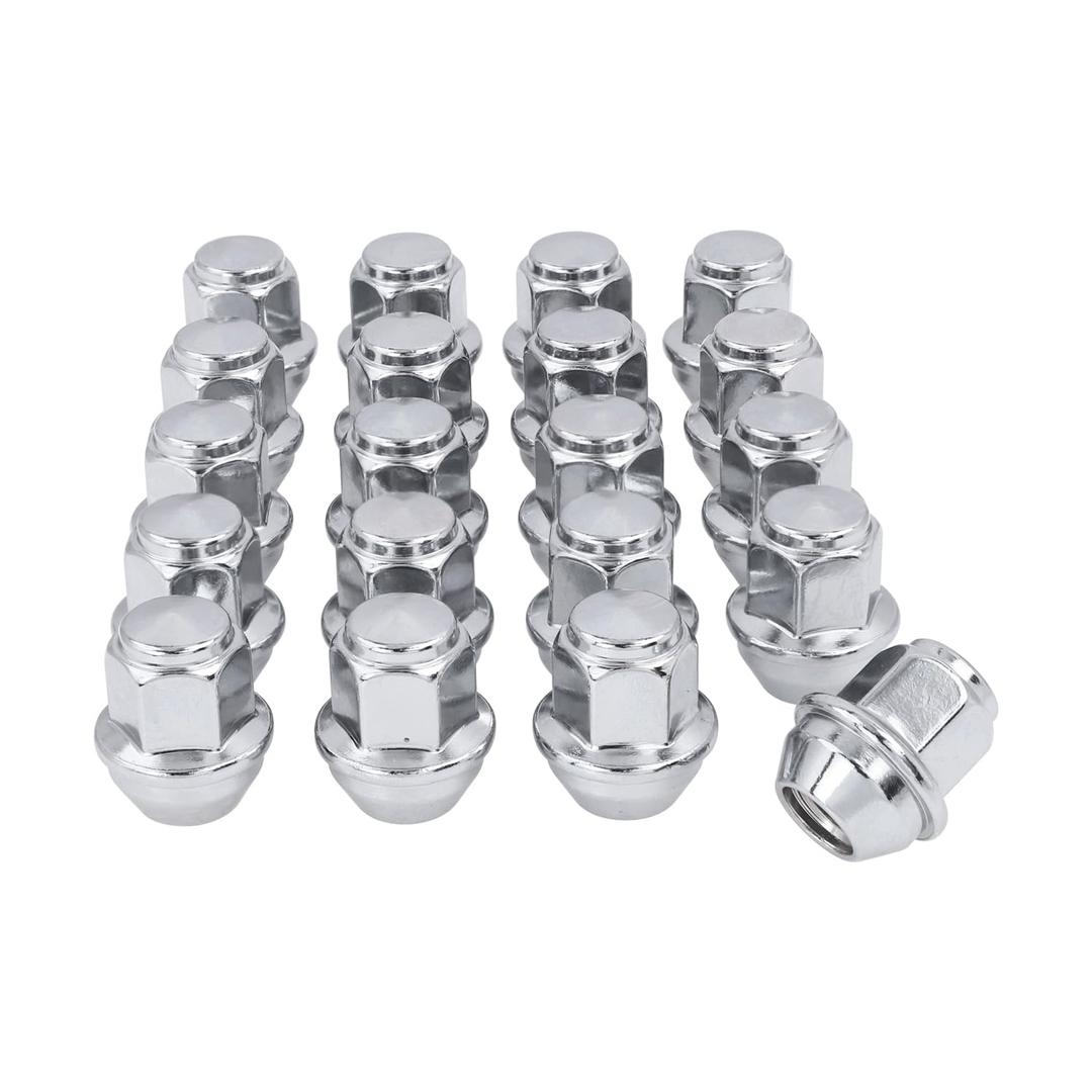 20PCS M12x1.5 Lug Nuts, Compatible with F-ord Escape Focus Fusion Fiesta EcoSport, Lincoln MKC MKZ, One-Piece Chrome OEM Factory Style Large Acorn Seat Lug Nuts