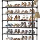 Kitsure Shoe Rack for Closet - 9-Tier Shoe Organizer with Hook Rack, Large-Capacity & Space-Saving Shoe Shelf for Entryway, Bedroom, Living Room,32.2"x11.8"x55.1", Black