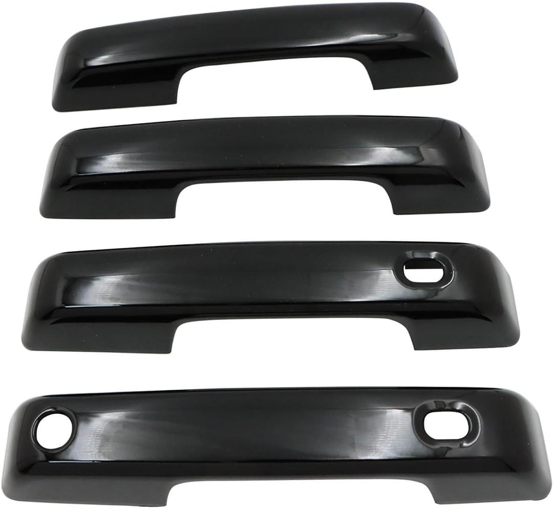 FZJDSD Gloss Black Door Handle Covers with Smart Key Cutout Compatible with Ford F250 F350 Super Duty 2023 2024 2025, 4pcs Gloss Black Car Exterior Outside Door Handle Cover Decor Trim
