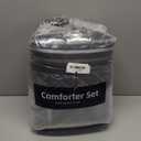 Luxudecor Black Comforter Set King Size, 7 Pieces Stripe Geometric Bed in a Bag, Geometric Comforter and Sheet Set, Soft Microfiber Complete Bedding Sets for All Seasons