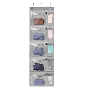 Weekly Kids Clothes Organizer Day of Week School Clothing Storage Monday to Friday Hanging Closet Organizer (Grey)