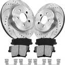 Anpulsero Brake Pads And Rotors Kit Rear Compatible with 2006-2022 Dodge Charger, 2009-2022 Challenger, Automotive Replacement Brake Kits 53024 D1057A-8292 Drilled And Slotted Rotors 320mm(12.6in)