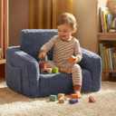 Toddler Baby Chair Couch Sofa Kids Foldable 2-in-1 Sherpa Fold Out Couch Toddler Chairs Comfy for Boys & Girls Convertible Kids Furniture lounge chair for Playroom with Double Pockets, Dark Grey