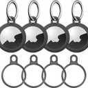 Stouchi Holder Key Ring for Air tag, Aluminium Invisible Slim Keychain Case for Air Tag 2nd Gen (2026) & 1st Gen Items Finder iPhone, Dogs, Keys, Backpacks Air Tag Accessories (4P with TPU + 4 rings, 4 Grey)
