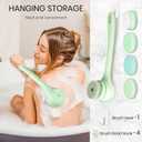 Electric Body Brush Back Scrubber for Shower, Auto Spinning Exfoliating Massage Bath Brush Rechargeable, Dual Long Handle, Deep Cleansing, Waterproof, Rotating Body Brushes with 5 Brush Heads
