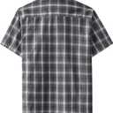 JOGAL Mens Plaid Short Sleeve Button Down Western Shirts with Pockets | Western Cowboy, Work Shirts, Button Up, Classic Plaid, Two Pockets, Regular Fit, Y2K, Flannel, Daily Wear, Casual, Summer (Black, XXL)