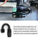 AN10 180 Degree Hose End Fitting Elbow Bend Swivel Connector for Braided Nylon Aluminum Black 2PCS
