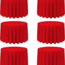 BRILLMAX 6 Pack Red Round Tablecloths 108 Inch for 48 Tables - 150 GSM Polyester Fabric, Floor Length Drop, Water, Stain & Wrinkle Resistant Cloth Cover for Wedding Reception Banquet Dining Party
