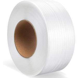 Amylove 1/ 2 Inch Strapping, Polypropylene (PP) Heavy Duty Poly Strapping Roll Packaging Strapping 440 Lbs Break Strength for Banding Packing Industrial Machine (White, 9900 ft)