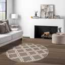 Superior Indoor Area Rug, Jute Backing Rugs, Modern Floor Decor for Entryway, Hallway, Kitchen, Office, Bedroom, Living Room, Dining Room, Nursery, Elegant Double Trellis, 5' Round, Grey (5' x 5' (Rectangular))