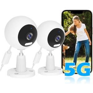 5G/2.4G Indoor/Outdoor Security Camera for Baby Monitor, Indoor Camera for Dog/Cat/Pet/Nanny/Baby/Elder, IP66 Waterproof, 3 Night Vision, Motion Detection, SD/Cloud (S700-2 Pack)