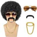 TUOFLY Afro Wig Men 70s Costume Wig Short Curly Black Disco Wigs for Men Natural Fluffy Synthetic hair Wigs for Halloween Chrismas Cosplay Party