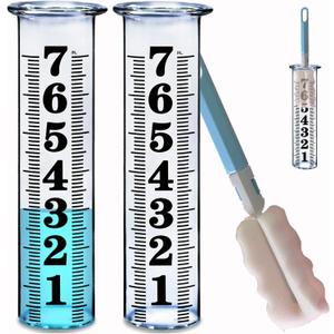 7 Inch Plastic Rain Gauge Replacement Tube, Upgrade Freeze Proof Outdoor Rain Gauges Replacement Plastic Tube for Garden Yard Lawn, Crack Resistance Tube Best Rated, 2 pcs Tubes with 1 Clean Brush
