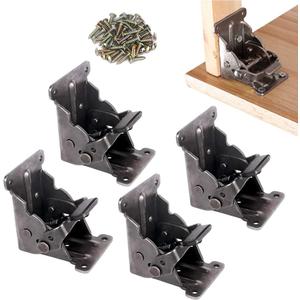 4 Pack Locking Hinge for Folding Table Brackets, Heavy Duty Folding Brackets 90 Degree Self Locking Folding Hinge for Table Legs Furniture (Black)