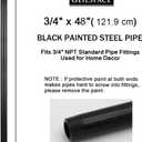 6 Pack 3/4" x 48" Pre-Cut Black Metal Pipe, Industrial Steel Fits Standard Three Quarters Inch Threaded Pipes and Fittings - Vintage DIY Industrial Shelving (3/4" × 48", Black)