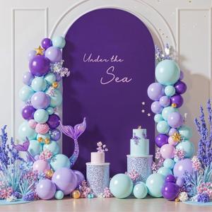 7.2FT Purple Arch Backdrop Cover,Spandex Fitted Wedding Arch Stand Covers Round Top Chiara Arch Covers Stretchy Backdrop for Birthday Party Ceremony Banquet Decoration