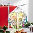 4 x Christmas Ornament, Stained Glass Ornament, Christmas Ornaments for Tree, Hanging Ornaments for Home Decor & Xmas Decorations  Holiday Decor, Gift Ideas, Perfect Holiday & Xmas Gifts - Cross