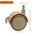 2" Stem Casters Replacement Casters 4Pcs Threaded Swivel Furniture Caster Wheels with Brakes 90Lbs (M6-1.0x15mm)