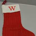 Christmas Stockings with Initials,20 Inches Large Knit Embroidered Letter Red White Christmas Stocking,Monogram Christmas Stocking for Famliy Holiday and Xmas Tree Fireplace (Letter W)