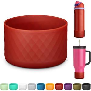 Silicone Boot for Owala Water Bottle 24 oz 32 oz 40 oz, Anti-Slip Protective Sleeve for FreeSip/Twist/Flip Stainless Steel Water Bottles Accessories (Red)