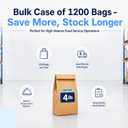 Perfect Stix 4 lb Brown Paper Bags – Kraft Paper Food Bags for Bakery, Popcorn, Candy, Sandwiches & Takeout – Durable Food Service Paper Bags – Bulk Case of 1,200