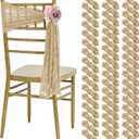 50 PCS Cheesecloth Chair Sashes, Bows Designed Chair Sashes, 15.7x70 inch Chair Sashes for Aisle Decorations Universal Chairs Cover Decoration for Wedding Reception Party Banquet (Beige)