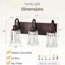 LIROUVET Farmhouse Bathroom Vanity Light Fixtures, 3-Lights Oil Rubbed Bronze Bathroom Lights Over Mirror, Clear Glass Shades Vanity Light Above Mirror (Bulb not Include)