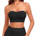 SIMIYA Wireless Strapless Bras for Women Push Up Bandeau Bra Non Slip Seamless Padded Bralette Clear Straps Tube Top Bra, Medium