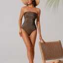 RXRXCOCO Women Tummy Control One Piece Swimsuits Ruched Strapless Bathing Suits Slimming Swimwear (S)