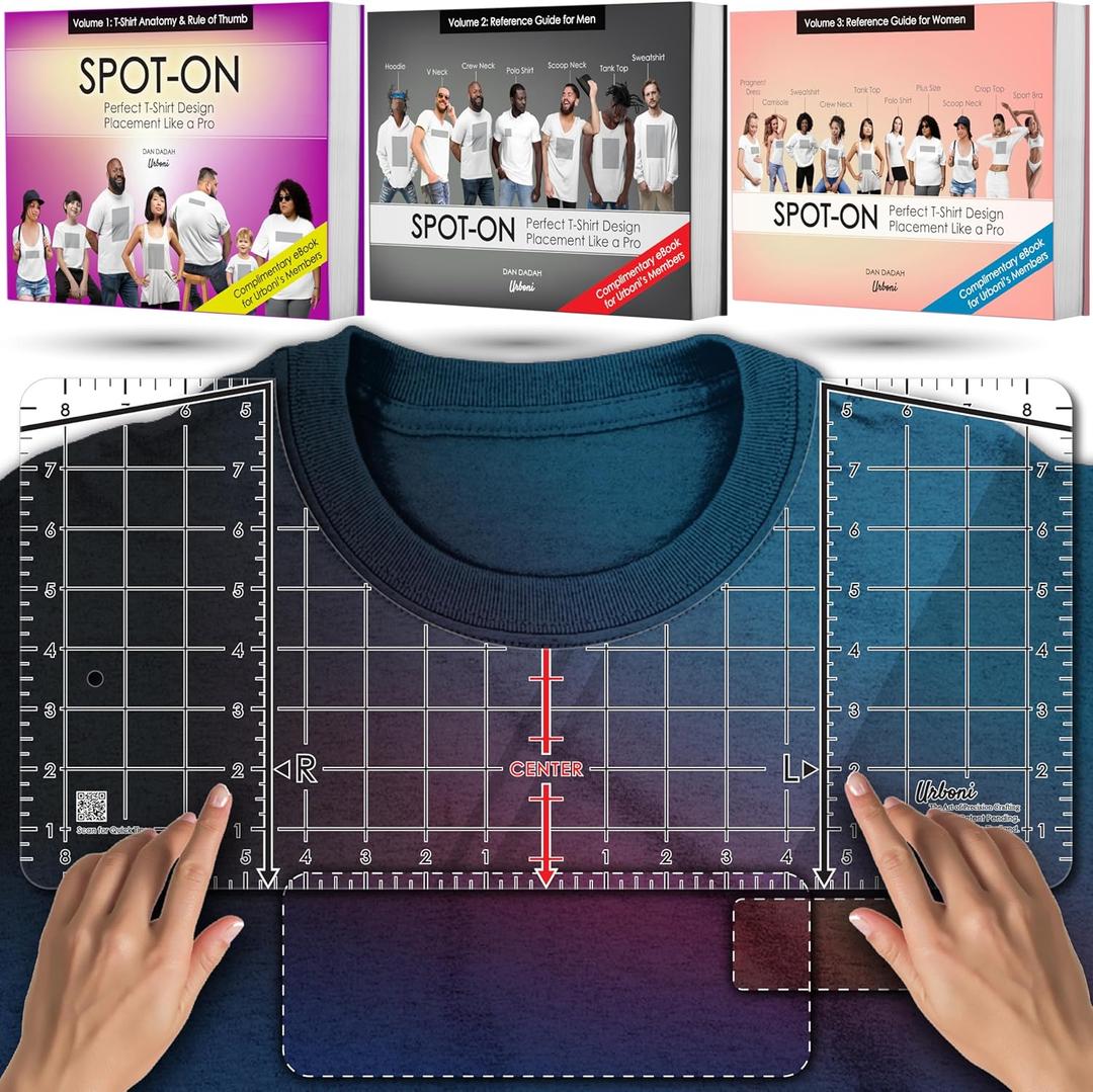 (Upgraded - XL Size) Tshirt Ruler Guide Vinyl Alignment - Shirt Measurement Tool Placement Center Design, DTF Template, Left Chest Logo, Accessories for Cricut, Heat Press Sublimation Iron on HTV (Upgraded Model (1 pack))