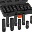 8-Piece Spline Lug Nut Removal Tool Kit - Master Key Set for Stripped Frozen Rusted Wheel Locks - Removing 5, 6, 7, 12 Spline & Hex Wheel Locks
