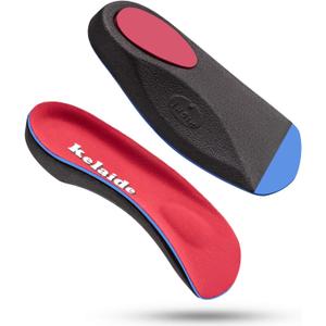 Kelaide 3/4 Orthotic Inserts Plantar Fasciitis Insoles  Neutral Arch Support Insoles for Flat Feet, Metatarsalgia, Morton's Neuroma, Heel Pain Relief Orthotics for Heel Spurs (Men 5-6 / Women 6-7, Red)