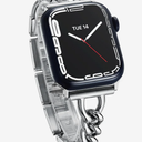 Thin & Feminine Bands for Apple Watch 10 Se 9 8 7 6 5 4 3 2 1, Dressy Metal Watch Bands for Women for Apple Watch 42mm 41mm 40mm 44mm 45mm 46mm, Apple Watch Band Chain-Link Polished  (Silver Gold)