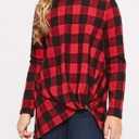 Ecokauer Girls Casual Long Sleeve Shirts Knot Front Tunic Tops Tees Blouses for Children Fashion Clothes (Red, M)