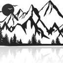 Demissle Mountain Range Metal Wall Art Decor Summit Rustic Wall Sign Forest Home Decor Sign Mountain Scene Art, 15.7 x 5.3 Inch(Black)