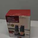 CIRCLE JOY Gravity Electric Salt and Pepper Grinder Set Automatic Shakers Upgraded Pepper Mill with Rechargeable Base, External Adjustable Coarseness, LED Light, Easy Refill for Kitchen & Outdoor