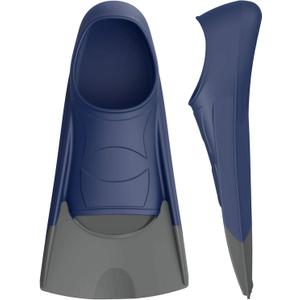 Gintenco Swim Fins, Kids Swim Training Fins for Lap Swimming, Travel Size Flippers with Mesh Bag, Silicone Swimming Fins for Kids Teens Adults Women Men (M(US Men 4-5.5/ US Women 5.5-7), LightblueGray)