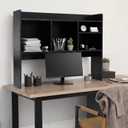 Vercraft Dorm Desk Hutch Wood Desktop Bookshelf 32.4x27.6x8'',Black, 32.4 x 27.6 x 7.9 inches