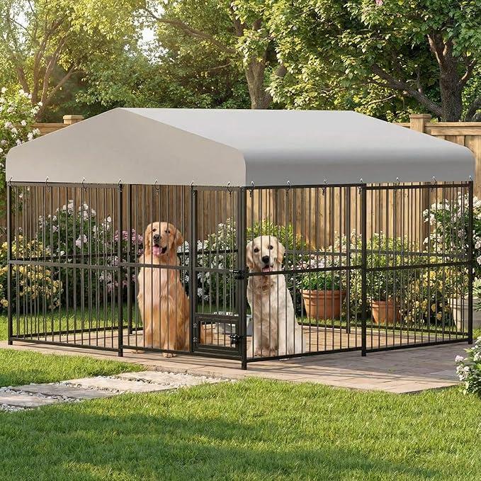 Garvee 10x10x6 FT Outdoor Dog Kennel, Dog Enclosures Outside with UV-Resistant Waterproof Roof Cover and Lock,for Medium and Large Dogs,Easy Assembly