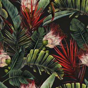 Dark Tropical Wallpaper Peel and Stick Vintage Banana Leaf Contact Paper Jungle Moody Wallpaper Tropical Leaf Wall Paper Self Adhesive Black Floral Wallpapers for Bedroom Cabinets 17.5" x 118"