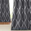 NICETOWN Extra Long Blackout Curtains for Large Window, Grey, 52" x 102", 2 Panels, Foil Printed Wave Lines Energy Saving Thermal Insulated Blackout Draperies for Kids Nursery Boys Bedroom