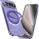 for Google Pixel 10 Pro XL Case with 360 Magnetic Stand&Ring Holder, [Fit for MagSafe][Full Camera Protection], Anti-Slip Rugged Matte Slim Shockproof Phone Cover, 6.8" Purple