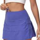 Women's Tennis Skirts High Waisted Athletic Golf Skorts with Pockets Skirts for Women Casual Workout Built-in Shorts (Blue, M)