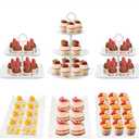 6Pcs Cupcake Stand White Plastic Cake Stand Dessert Table Stands Set 3Tier 2Tiered Cupcake Tower Stand Treat Display Holder Cookie Candy Serving Tray Dessert Trays for Wedding Baby Shower Tea Party