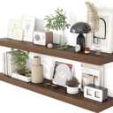 Heimlove 48 Inch Floating Shelves for Wall 8 Inch Deep Walnut Shelves Set of 2,Wall Mounted Rustic Wood Long Floating ShelfLarge Display & Storage Shelf with Invisible Brackets, 48''W x 7.9''D x 1.5''H,Set of 2-MDF