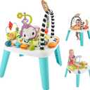 Fisher-Price Baby to Toddler Toy 2-in-1 Purple Monkey Activity Center & Play Table with Music Lights & Developmental Activities, Small