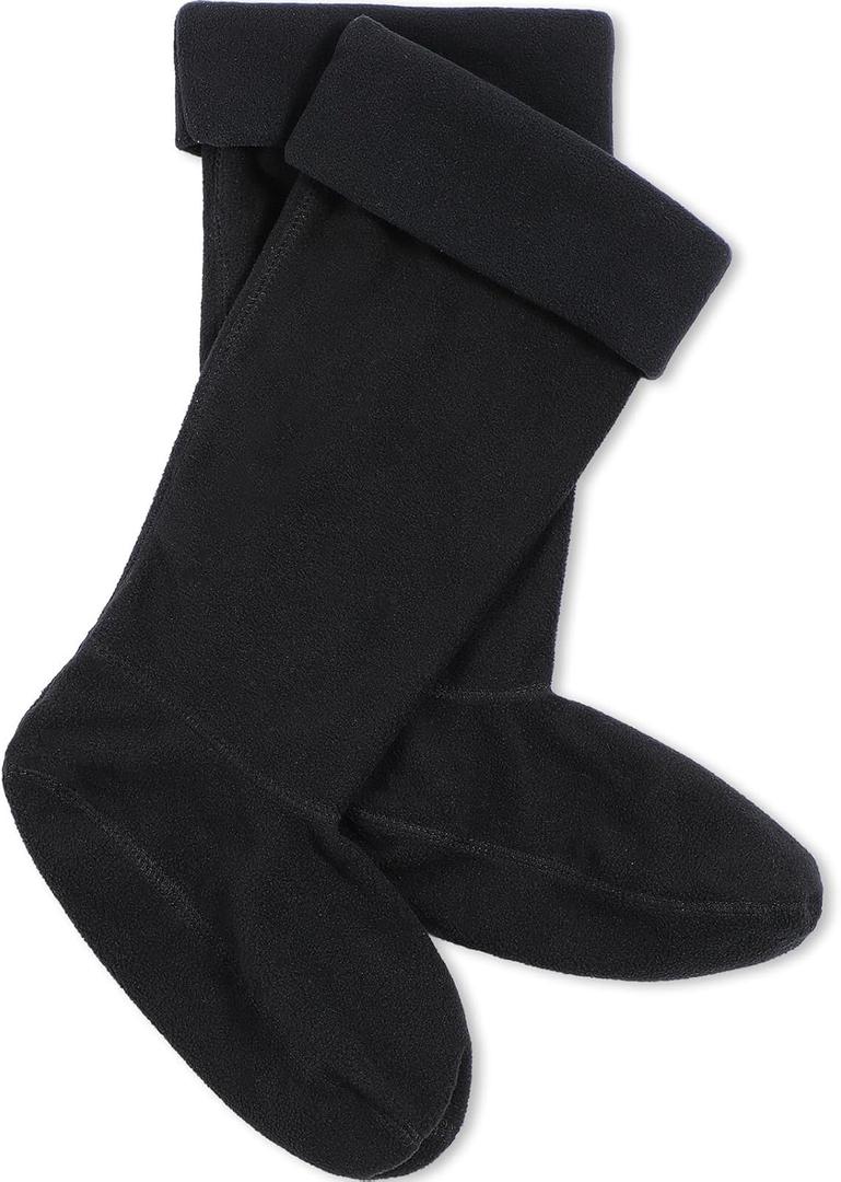 Syhood Women's Fleece Socks - Warm Thermal Boot Liners for Rain Boots, Hiking & Winter (Black)